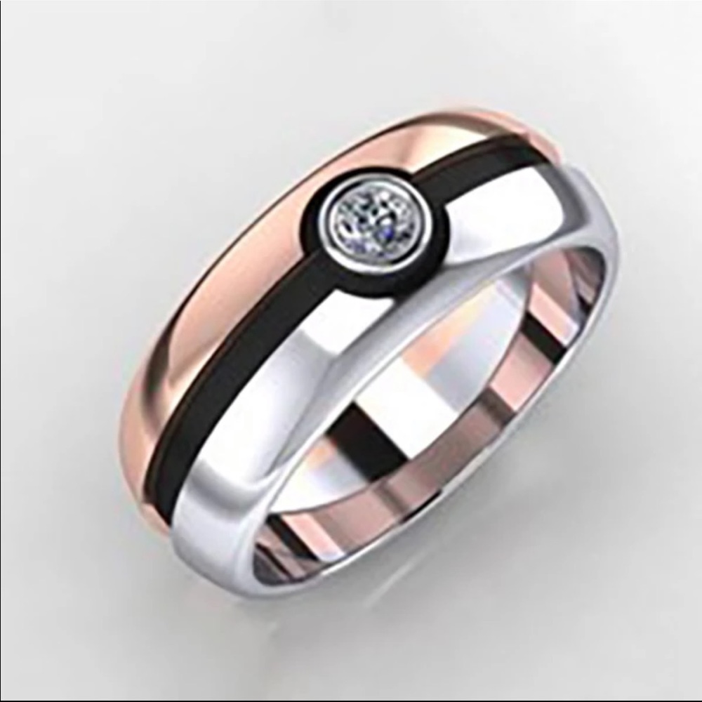New Special Silver Rose Gold Round CZ Beauty Ring - Picture 1 of 9